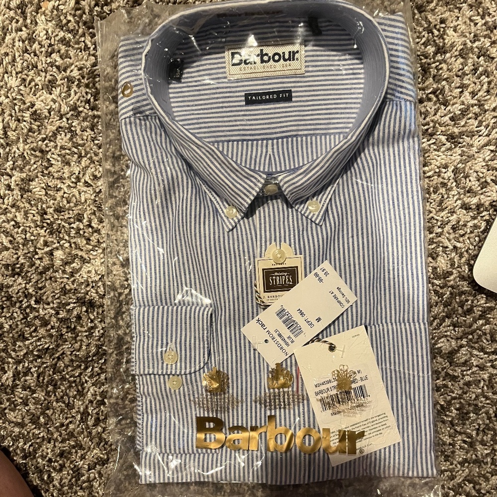 NEW Barbour Striped Tailored Fit Dress Shirt